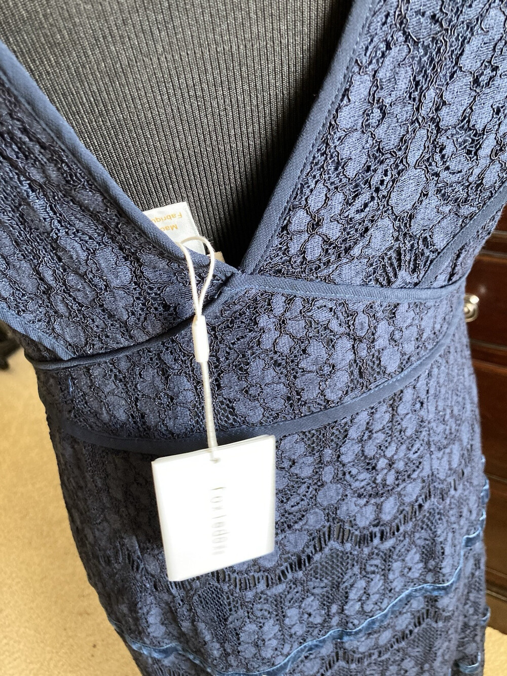 Anthropologie Foxiedox Dress Clarinda Tiered Lace Navy Sz XL orig $148 NWT A305 - Picture 8 of 16